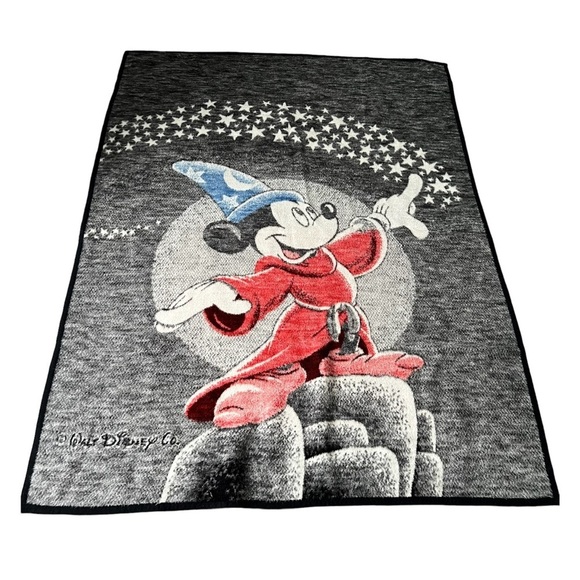 Vintage Bedding Vintage Disney Biederlack Fantasia Mickey Mouse Sorcerer Throw Blanket